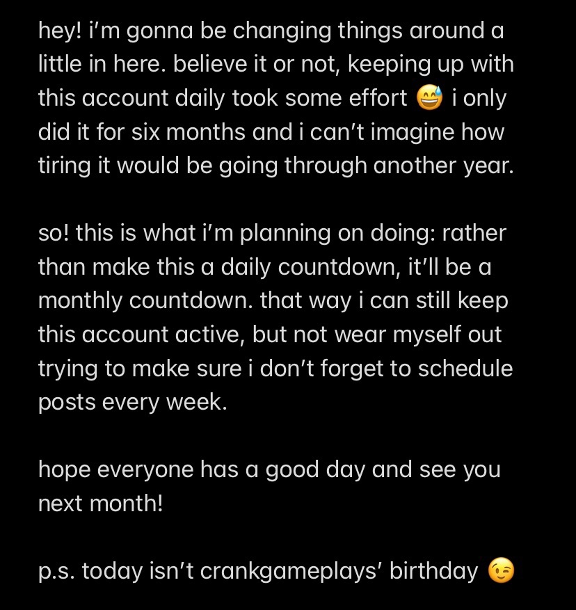 Months Til CrankGameplays’ Birthday tweet media