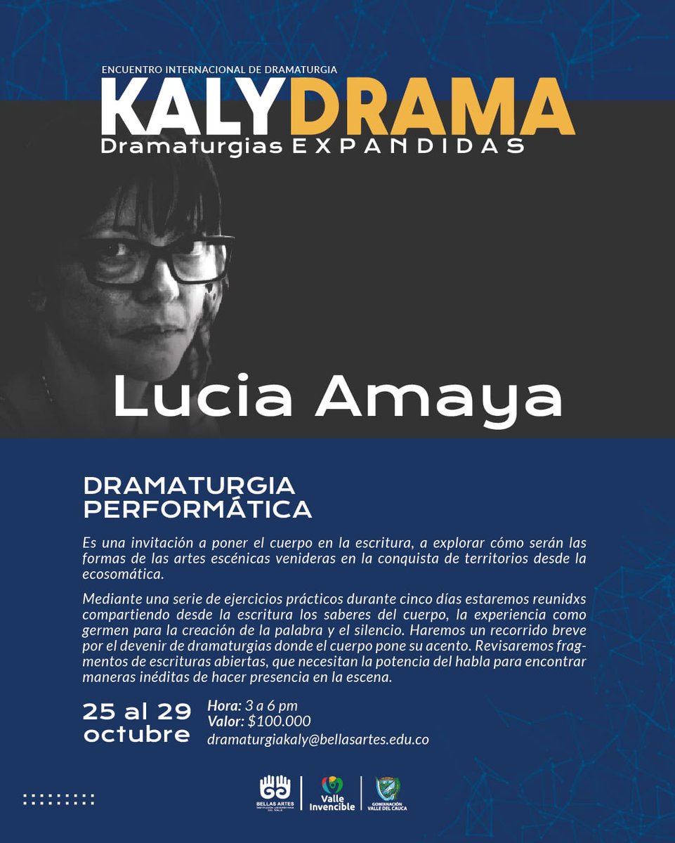 faebellasartes's tweet photo. Comienza el Kalidrama. Esta semana programación de charlas, talleres y trasnocheos dramaturgicos de lujo. Vení al Kalidrama y tejamos sin agujas. https://t.co/FxyXQbWm23