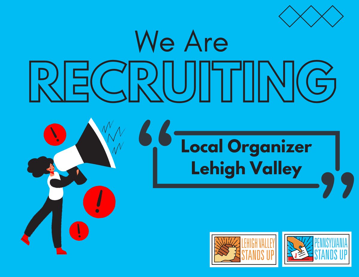 Are you passionate about making the Lehigh Valley a place where people can live free and thrive?

Are you committed to building a Pennsylvania that works for all of us?

Then apply today to join our team as an organizer at <a href="/LVStandsUp/">Lehigh Valley Stands Up</a>: pastandsup.org/jobs/local-pa-…