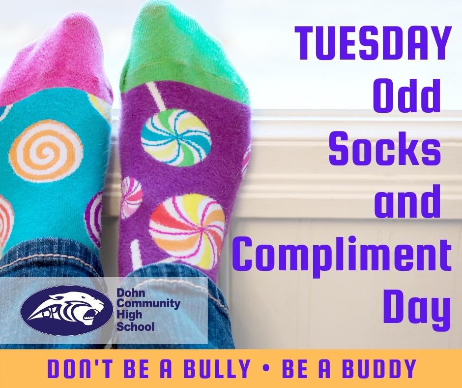 Show off your ODD SOCKS TUESDAY!! Support Bully Prevention month: wear your odd socks, be kind, make someone happy - COMPLIMENT!😍