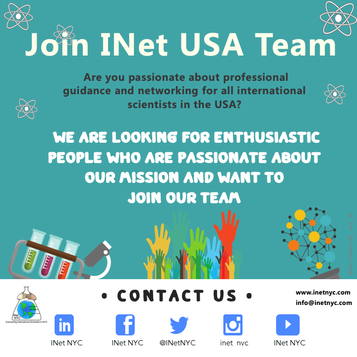 INetNYC's tweet photo. 📣INet-NYC is growing and will become INet-USA.
We are looking for passionate, enthusiastic and team player #scientists to build together  INet-USA.
Contact us: info@inetnyc.com
Spread the word!
#phdlife #postdocs #phd #postdoclife #networking #stem https://t.co/ZkVTVAmyTK