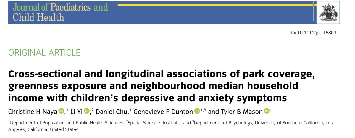Christine Hotaru Naya, PhD, MPH (@christinenaya) on Twitter photo What happens when you collaborate with a colleague who's a spatial sciences expert? An interdisciplinary paper that's almost as awesome as your co-first author! <a href="/liyispatial/">Li Yi, PhD</a>
Please check out our new paper in the Journal of Paediatrics and Child Health: onlinelibrary.wiley.com/doi/10.1111/jp… What happens when you collaborate with a colleague who's a spatial sciences expert? An interdisciplinary paper that's almost as awesome as your co-first author! <a href="/liyispatial/">Li Yi, PhD</a>
Please check out our new paper in the Journal of Paediatrics and Child Health: onlinelibrary.wiley.com/doi/10.1111/jp…