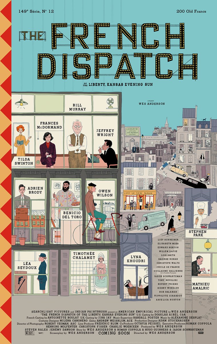 Come see an advance screening of the new Wes Anderson movie 'The French Dispatch'! Wednesday, October 27, 2021, @EsquireTheatre (320 Ludlow Ave, Cincinnati, OH 45220) at 7:30pm. Here is the link to sign up for FREE first come first serve general seating searchlightscreenings.com/FBHtn32538