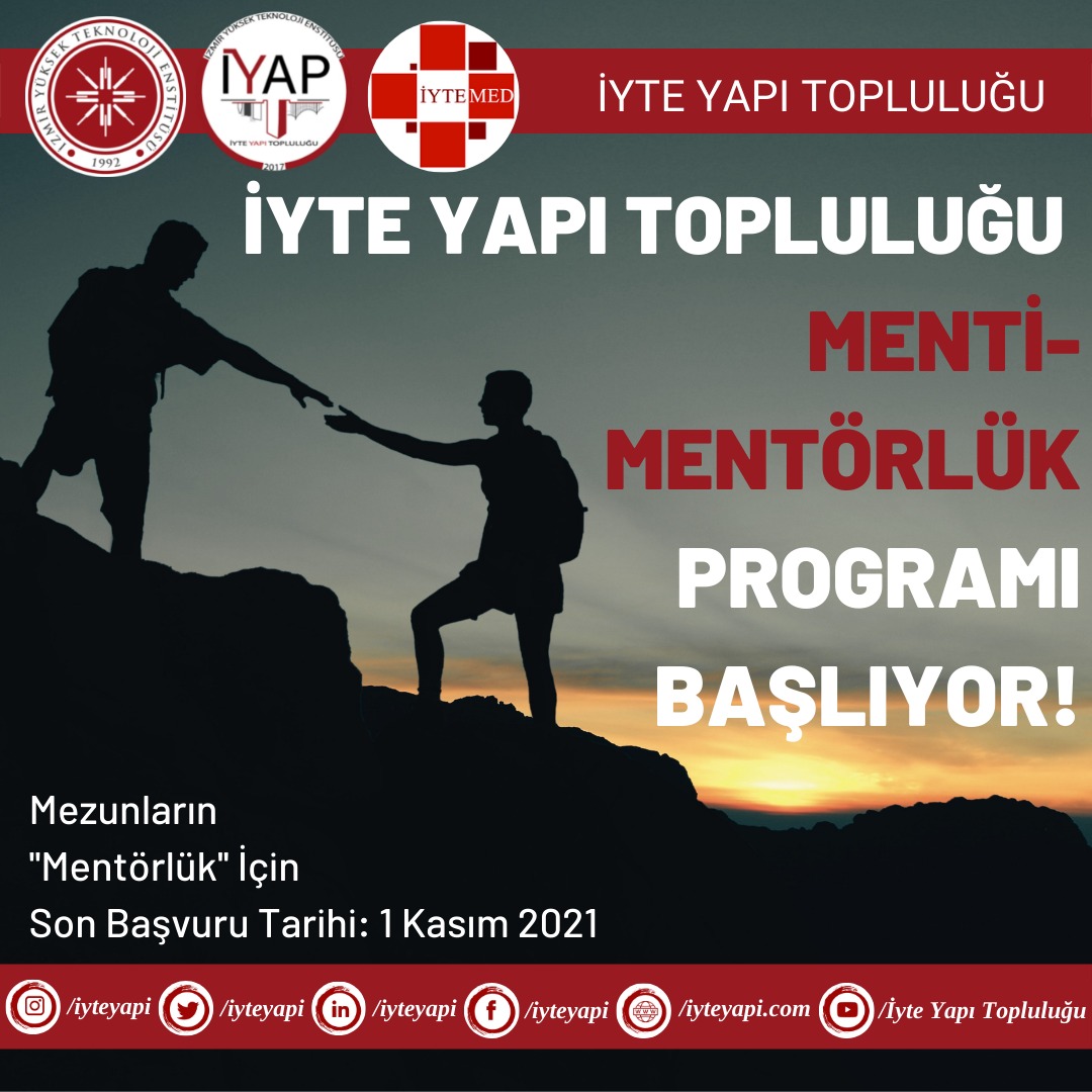 Mezun arkadaşlarımız için mentörlük alımları başlamıştır. Başvuru yapmak isteyen arkadaşlarımız için son başvuru tarihi 1 Kasım. Başvuru formu:

forms.gle/eWgWB7YJzuYn95…