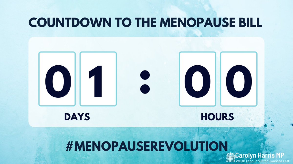 carolynharris24's tweet photo. 🚨1 day until the #MenopauseRevolution Bill arrives in Parliament!🚨

No matter what the outcome of tomorrow's Bill, we can all be so proud of how we haven't just got the country talking about the #menopause, we have got the world talking about the menopause. https://t.co/PZ2ZxQziIX