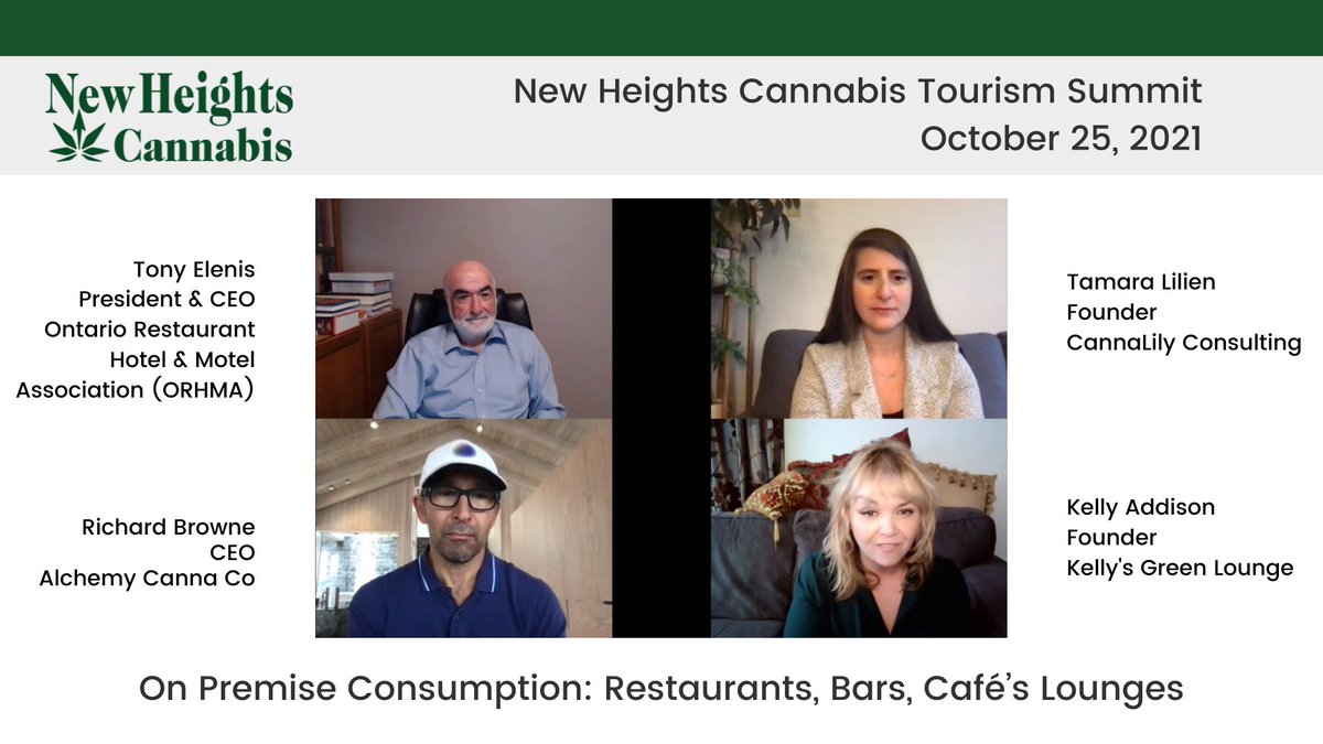 A fascinating session on On Premise Consumption: Restaurants, Bars, Cafes and Lounges today at the #NewHeightsCannabisTourismSummit  Thank you to our panel for their insights and their appearances today 👏👏
.
.
.
#nhts21
#onpremisecannabis
#canadiancannabis