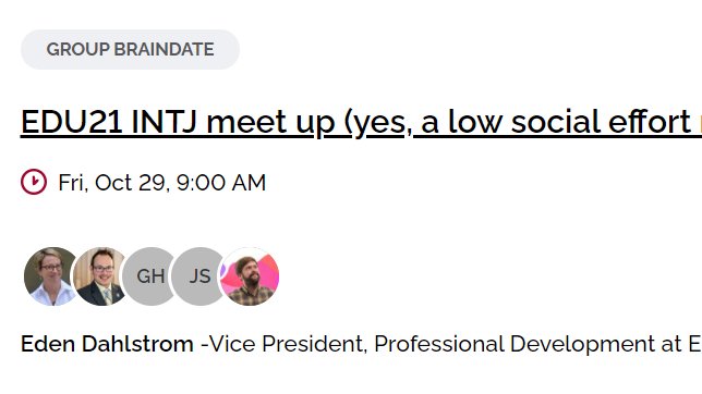 I'm equally excited and terrified that my Introvert Braindate at #EDU21 is full! 🤪 Build your own meet up via educause.braindate.com