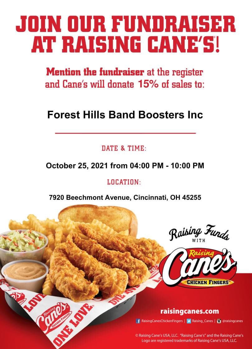 After the busy Band Expo weekend, why cook dinner? Head to the Anderson Raising Cane's from 4-10pm TONIGHT and 15% of the purchase comes back to the Boosters! Make sure to mention the fundraiser while ordering.