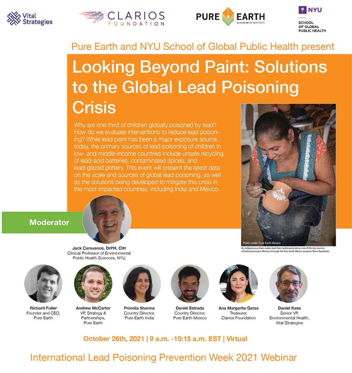 It's International Lead Poisoning Prevention Week! Tomorrow, Pure Earth and <a href="/nyupublichealth/">nyupublichealth</a> will host a live webinar and Q&amp;A, Looking Beyond Paint: Solutions to the Global Lead Poisoning Crisis. #ILPPW2021 #leadsolution #solvepollution (1/2)