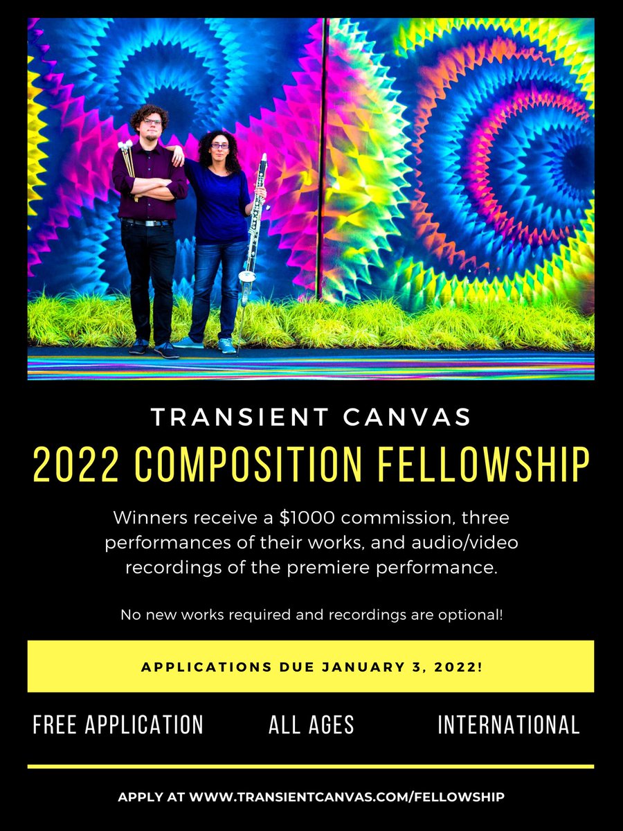 Composers! 3-4 commissions available this season through our annual fellowship. Free, easy application. Due January 3!