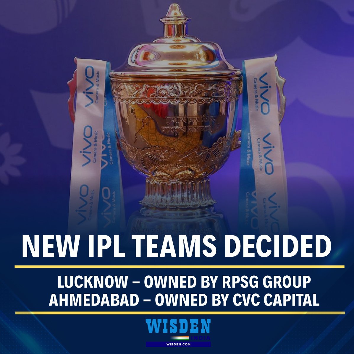 Iam_ak18_'s tweet photo. BREAKING! 

CVC Capital Partners-owned #Ahmedabad and RPSG group-owned #Lucknow are the two new entrants for #IPL2022, making it a ten team tournament! 

#IPL #IndianPremierLeague #CVCCapitals #RPSG https://t.co/uK0pl8fzqb