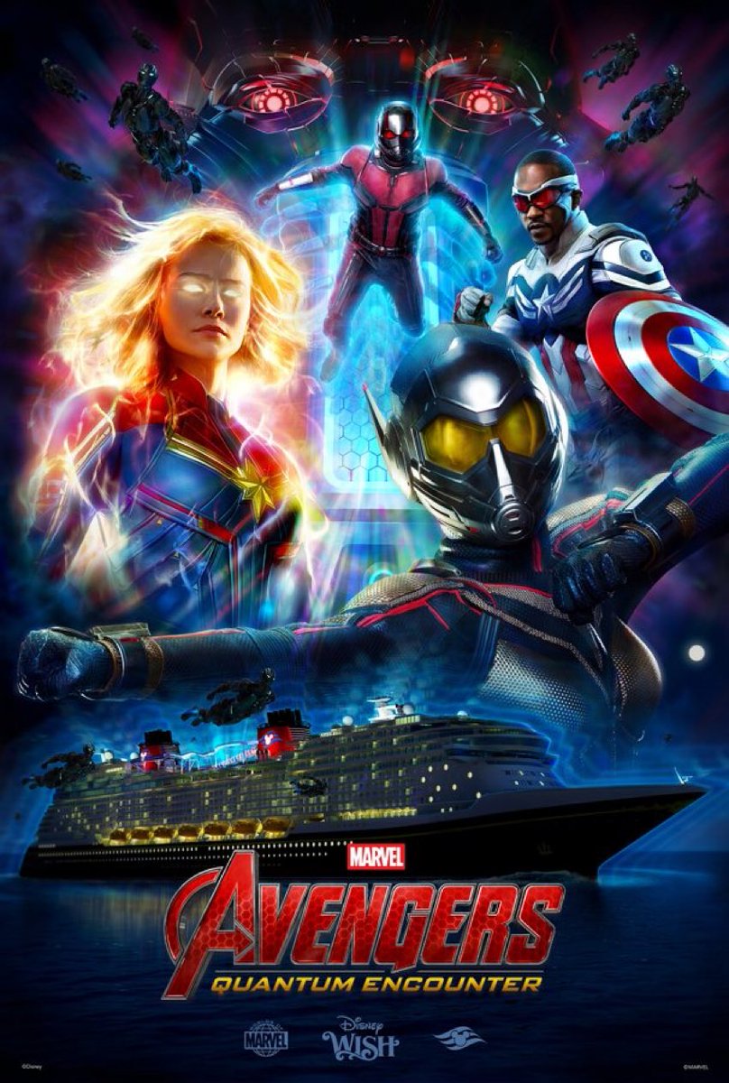 DiscussingFilm's tweet photo. Anthony Mackie, Paul Rudd, Evangeline Lilly and Brie Larson will reprise their roles for ‘AVENGERS: QUANTUM ENCOUNTER’ with Ross Marquand set to voice Ultron.

This will be an immersive cinematic technology event for the Disney Wish cruise, launching in 2022. https://t.co/nKVvVNEXic