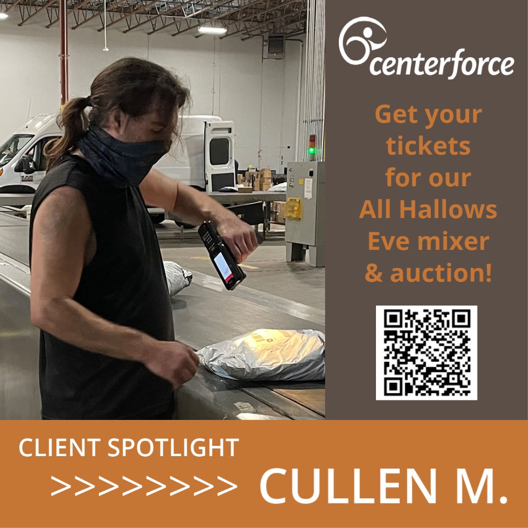 Centerforce_NP's tweet image. Our client Cullen M. was hired by @OnTracShipping in February to unloaded trailers, scan packages, and load packages where he continues to be focused and successful at his job. Cullen says he is a “strong team player who listens and respects his co-workers.” Event link in bio.