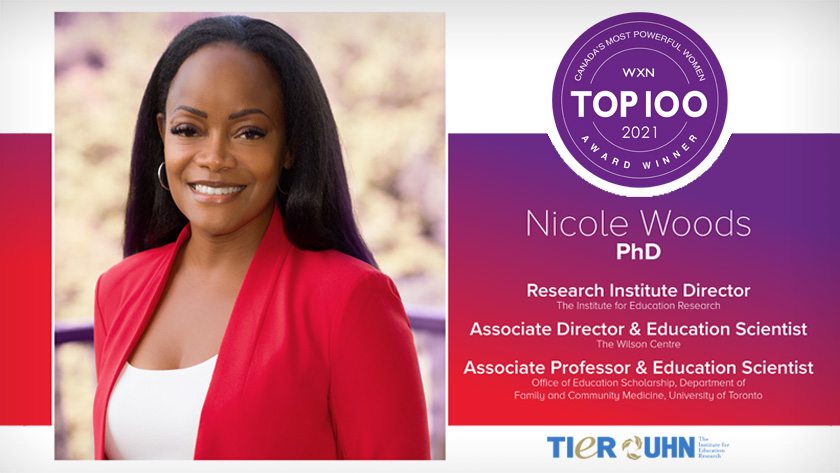 Congratulations Dr. Nicole Woods @nikkinwoods for being named one of Canada’s Top 100 Most Powerful Women @WXN! As Director of @TIER_UHN Dr. Woods is a leading voice for innovation in medical education and advocate for underrepresented groups in science > uhnresearch.ca/news/tier-dire…