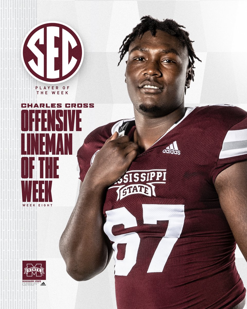 Another @SEC Player of the Week honor for @CharlesC_67! #HailState🐶