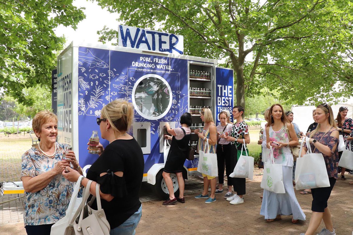 AfricaBluewater's tweet photo. Weโll be at KAMERS/Makers Blaauwklippen this week (26-31 Oct) providing refills of pure drinking water to everyone. No need for single-use plastic bottles at the event with free @Consol_Glass bottles and #BluewaterTrailers on site! โป๏ธ๐ง https://t.co/KXhxLSKBeO