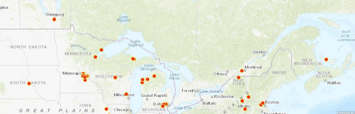 UMNTurf's tweet image. We are still seeking GOLF COURSE SUPERINTENDENTS to help collect data for turfgrass winter injury research. Here are the locations of our current respondents. We need LOTS more help so let’s fill in the map this week! Open the link to join our efforts: z.umn.edu/5b57