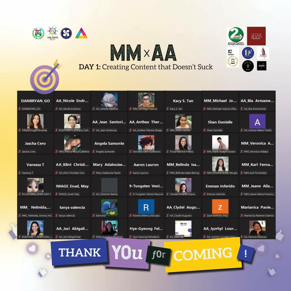 USCA3official_'s tweet photo. That’s a wrap for MMxAA Day 1! We hope that you learned something and enjoyed the event 💗

Catch you guys later at 1:00 PM for MMxAA Day 2! We have some exciting activities AND prizes in store for you👀 https://t.co/XBAzSNiXPE