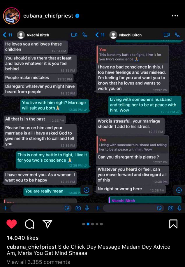 Sidomex's tweet photo. Here is the Conversation between @MariaChike and Kelvin’s Wife Maryann... #MariaDollar #MariaSnatchUs #MariaXHeartbeats #kelvin https://t.co/6iY7M1avfi
