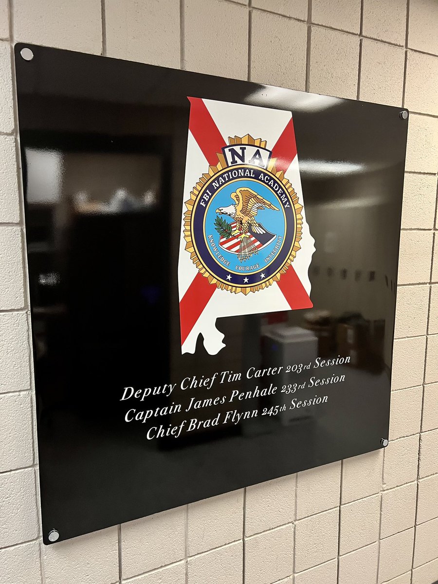 Had this installed in the office today. Being an @FBINAAQuantico graduate means something and we want our next generation of leaders to aspire to have their names added to this wall. #aspiretolead #FBINA