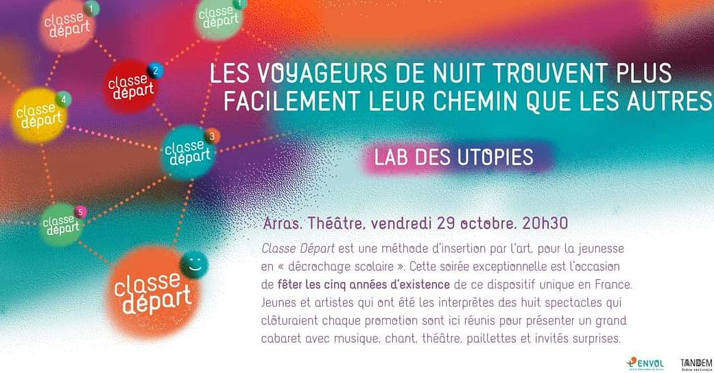 LENVOL62's tweet photo. Ce vendredi 29, #ClasseDépart fête 5 années d'existence au théâtre Tandem d'Arras. Une soirée haute en couleur où vous pourrez retrouver de nombreux extraits des précédents spectacles, des surprises, des invités.. 
Entrées gratuites sur réservations au 09 71 00 56 78 ou par mail. https://t.co/mwVdfSBRdo