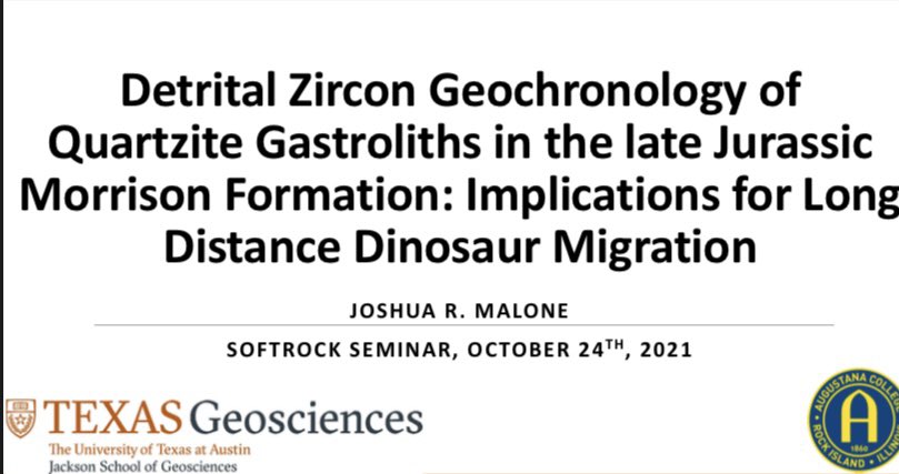 pebbles_malone's tweet photo. Excited to present my undergrad thesis from @Augustana_IL at the @txgeosciences SoftRock seminar today at 12pm! Tune in if you wanna hear our novel approach to understand long-distance dinosaur migration! 

Zoom link: https://t.co/zqlqp191kU https://t.co/nEvwlUjWt1