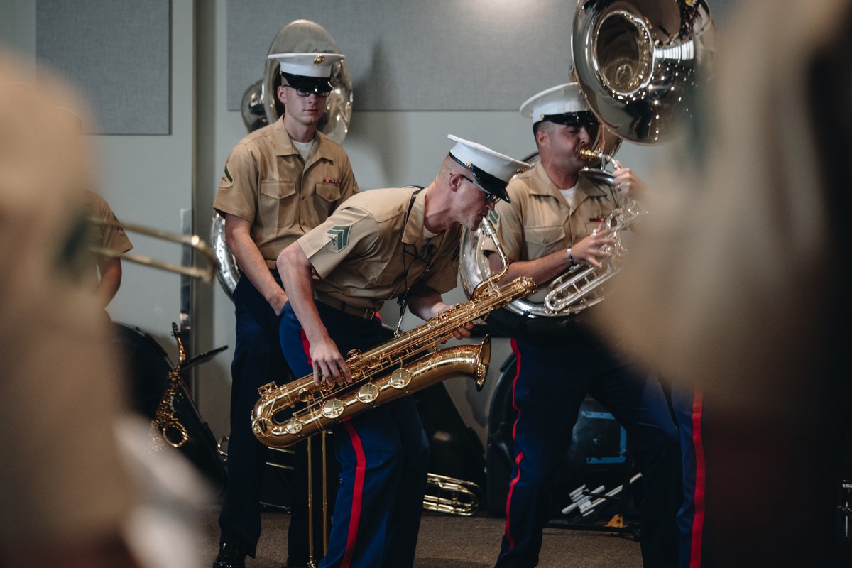 SFOMarines's tweet photo. Staff Sgt. Jay Black, a recruiter with RSS San Jose South, visited Saratoga High School with the 1st Marine Division Band to showcase the musicians talents and talk to the students about the opportunities the Marine Corps offers. https://t.co/HGn69CdGk2