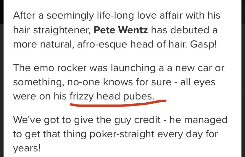 bettertthanme's tweet photo. sometimes i just sit and think about how insensitive tabloids were about pete wentz’s natural hair c. 2011—presumably because they didn’t realize that he’s biracial—and i do a little internal scream https://t.co/FA368IOduD