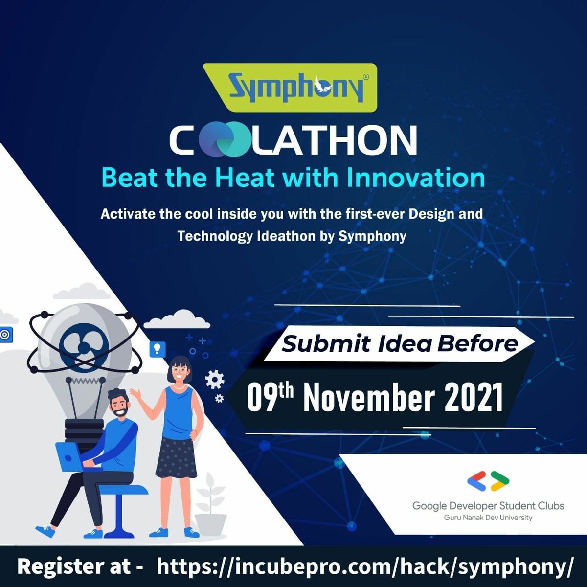 GDSC-GNDU as a Community Partner of Symphony Coolathon presenting to you a Hackathon.
Go ahead and innovate disruptive &amp; futuristic designs for air cooler fit for modern age India. 
Register now on- hack2skill.com/hack/symphony