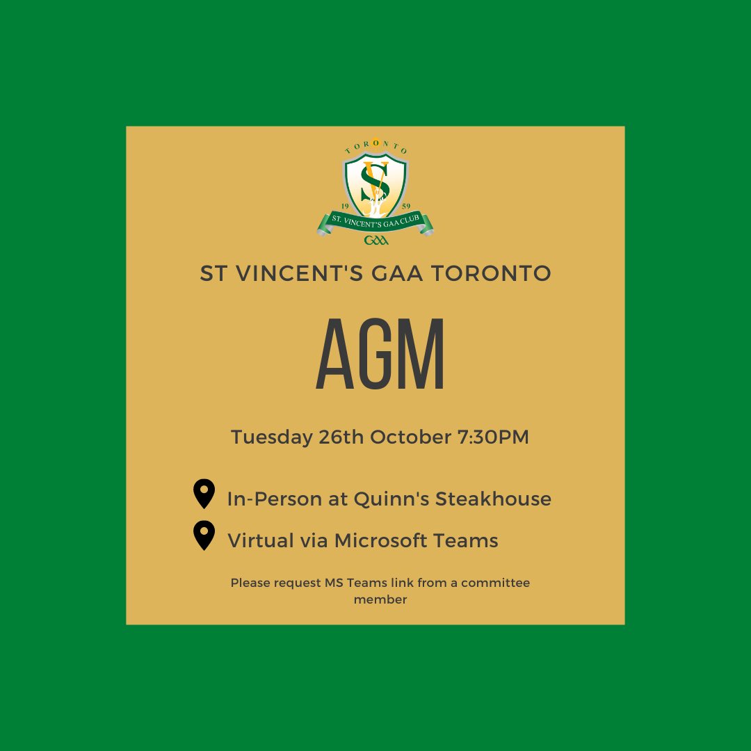 St Vincents GAA Toronto on Twitter "We will be hosting our Annual