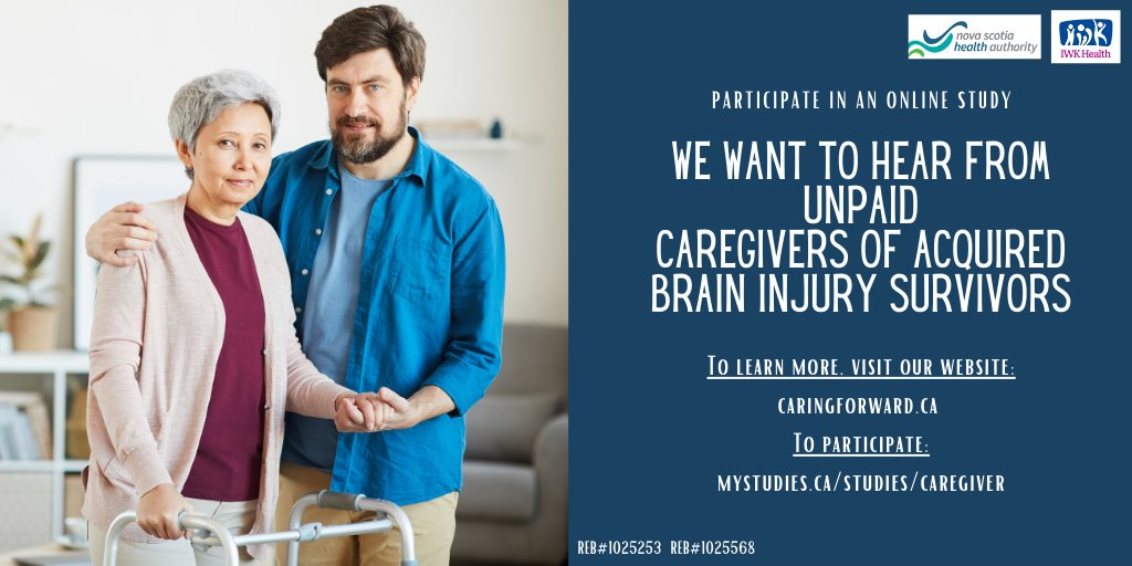 caring_study's tweet image. Are you a #Caregiver for someone with an #AcquiredBrainInjury living in #Canada? If you answered YES, then we want to hear from you! 

Our goal is to create resources and programs that support caregivers and improve well-being. 

Visit CaringForward.ca to learn more.