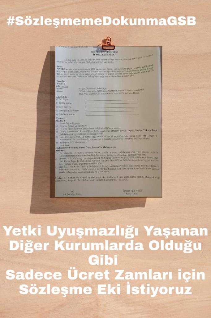 #SözleşmemeDokunmaGSB