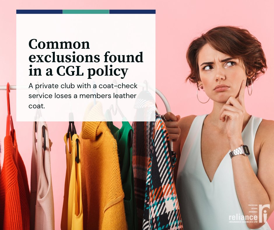 relianceins's tweet image. If a person or a company with general liability insurance had someone else’s property in their temporary possession and then damaged it. That would not be covered under CGL, full blog here: bit.ly/CGL_201

#CGL #insurance #commercialgeneralLiability #DigitalMarketing