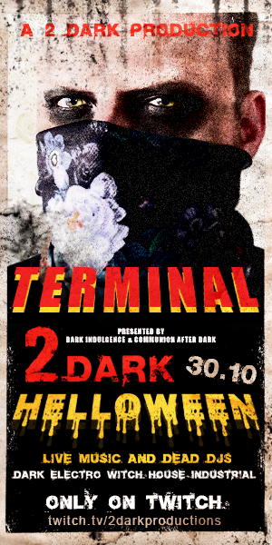 MetropolisRec's tweet photo. @terminal_noise  will be livestreaming as part of the 2 Dark Helloween festival. Presented by Dark Indulgence and Communion After Dark, 2 Dark Helloween begins at 1pm EDT on Saturday, Oct.30, &amp; features over 15 live acts &amp; 6 DJs. On Twitch at https://t.co/hZ7BJt84bW https://t.co/PhlmTZ3a7u