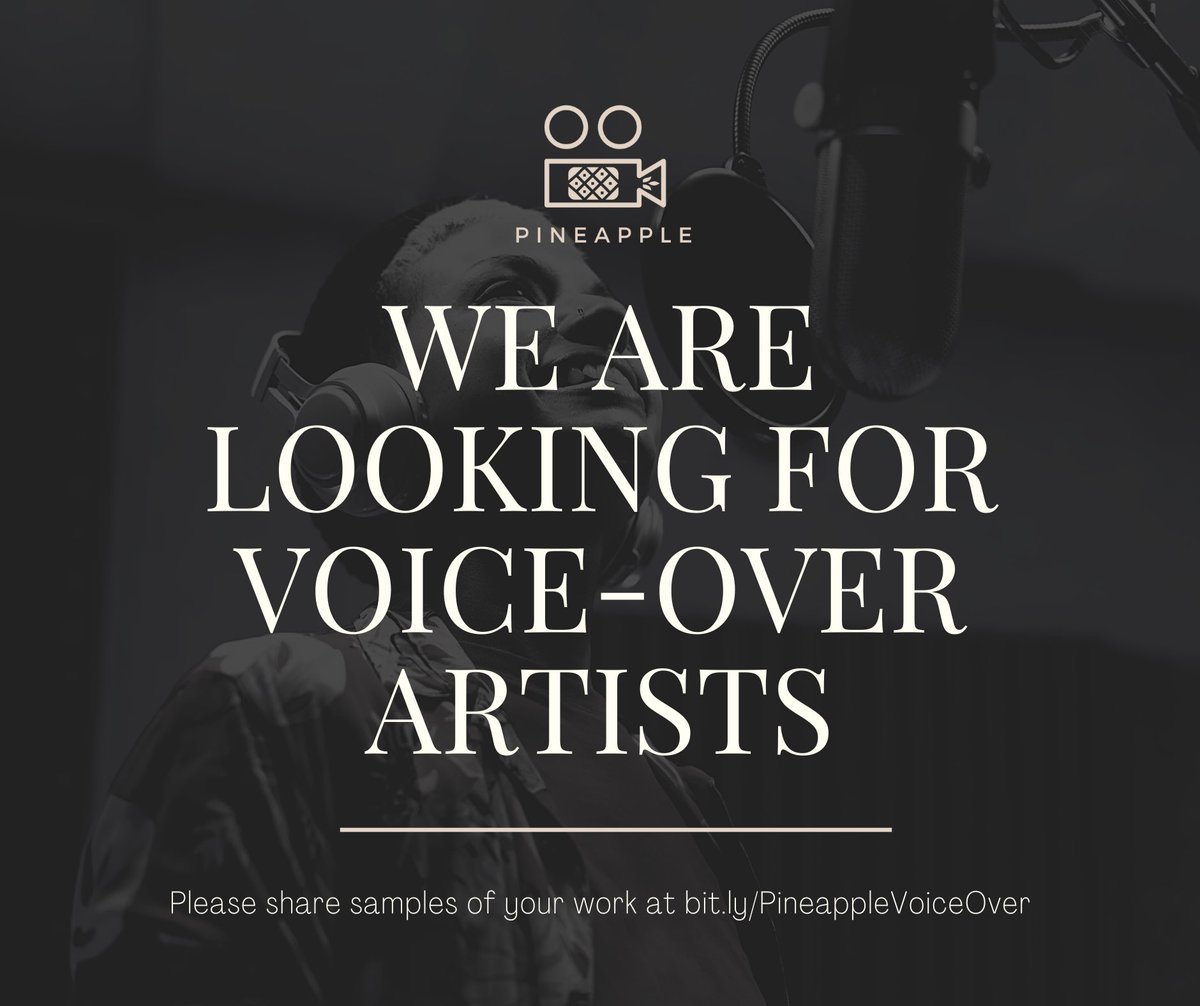 PineappleKenya's tweet photo. Are you a voice over artist? 
We are looking for you!
Fill in this short form and we will get back to you…
https://t.co/KR3iMvmWrK
#IkoKaziKE https://t.co/FOa3Cgu8SV