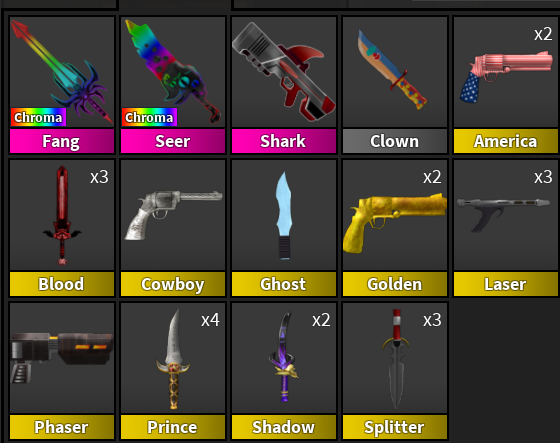 metropoliian's tweet photo. Look how my inventory on mm2 grew! https://t.co/lwRxowlsuc