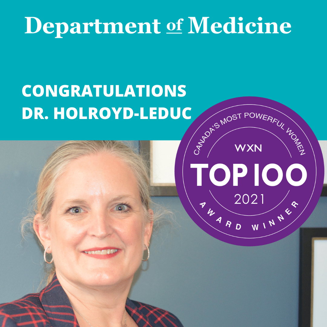 CalDomMed's tweet photo. Congratulations to Dr. Jayna Holroyd-Leduc on being selected as one of Canada's Most Powerful Women: Top 100. @HolroydJm is recognized as one of the outstanding women across Canada who advocate for workforce diversity and inspire tomorrow's leaders. https://t.co/P2tgwafacD https://t.co/urLQAPRlY6