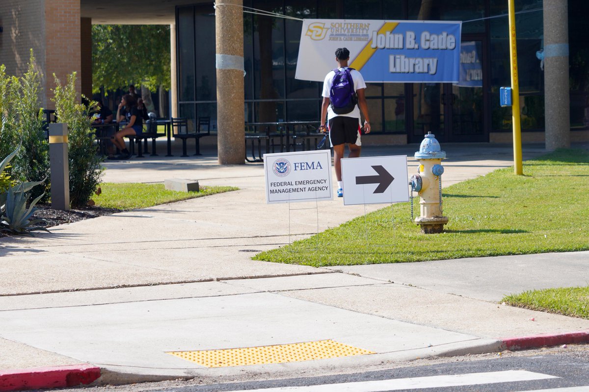 FEMARegion6's tweet image. This week, our application specialists are available @SouthernU_BR in Baton Rouge.
▶️You can get your FEMA application questions answered.
▶️Hours are 9 a.m. to 6 p.m. through Oct. 28th.
More: fema.gov/event/fema-hos…
#Ida #Louisiana