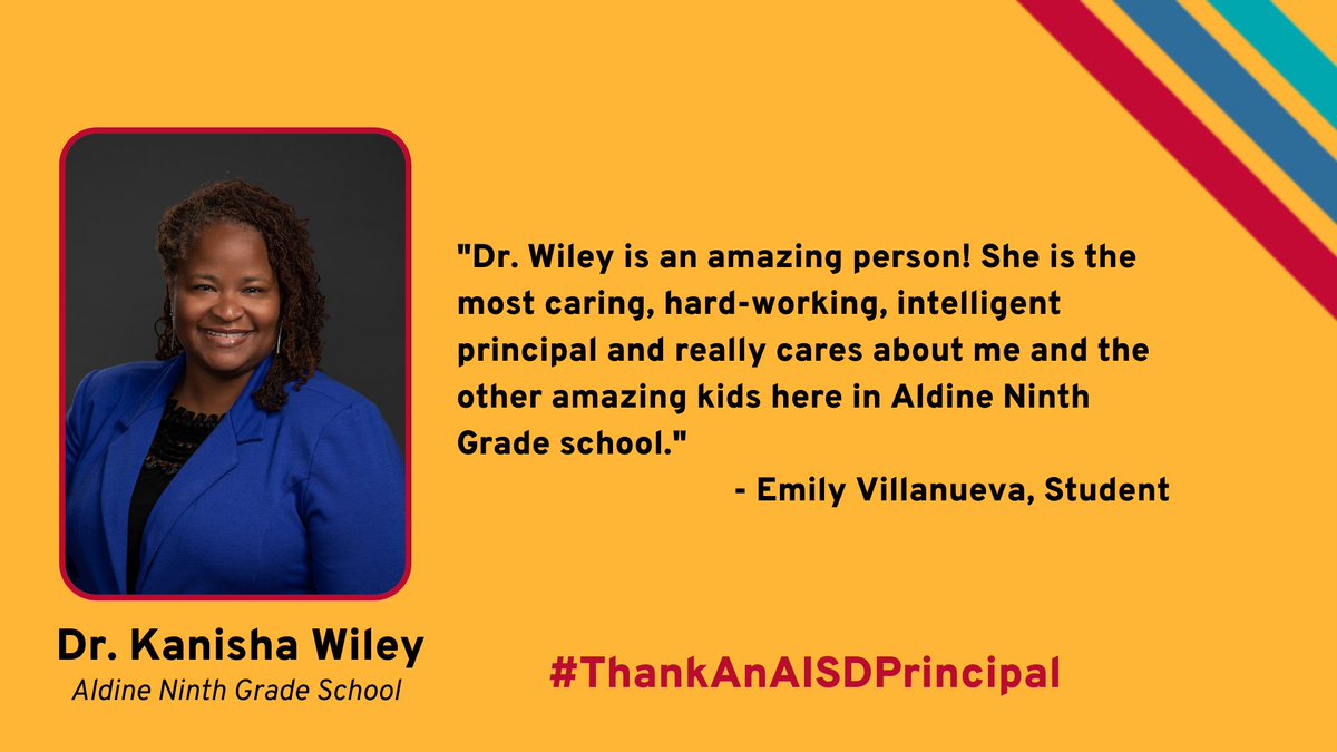 We are celebrating #NationalPrincipalsMonth. Check out our Principal Impact Story featuring Dr. Kanisha Wiley, principal of Aldine Ninth Grade School. #ThankAnAISDPrincipal #AldineForward #AldineAdelante