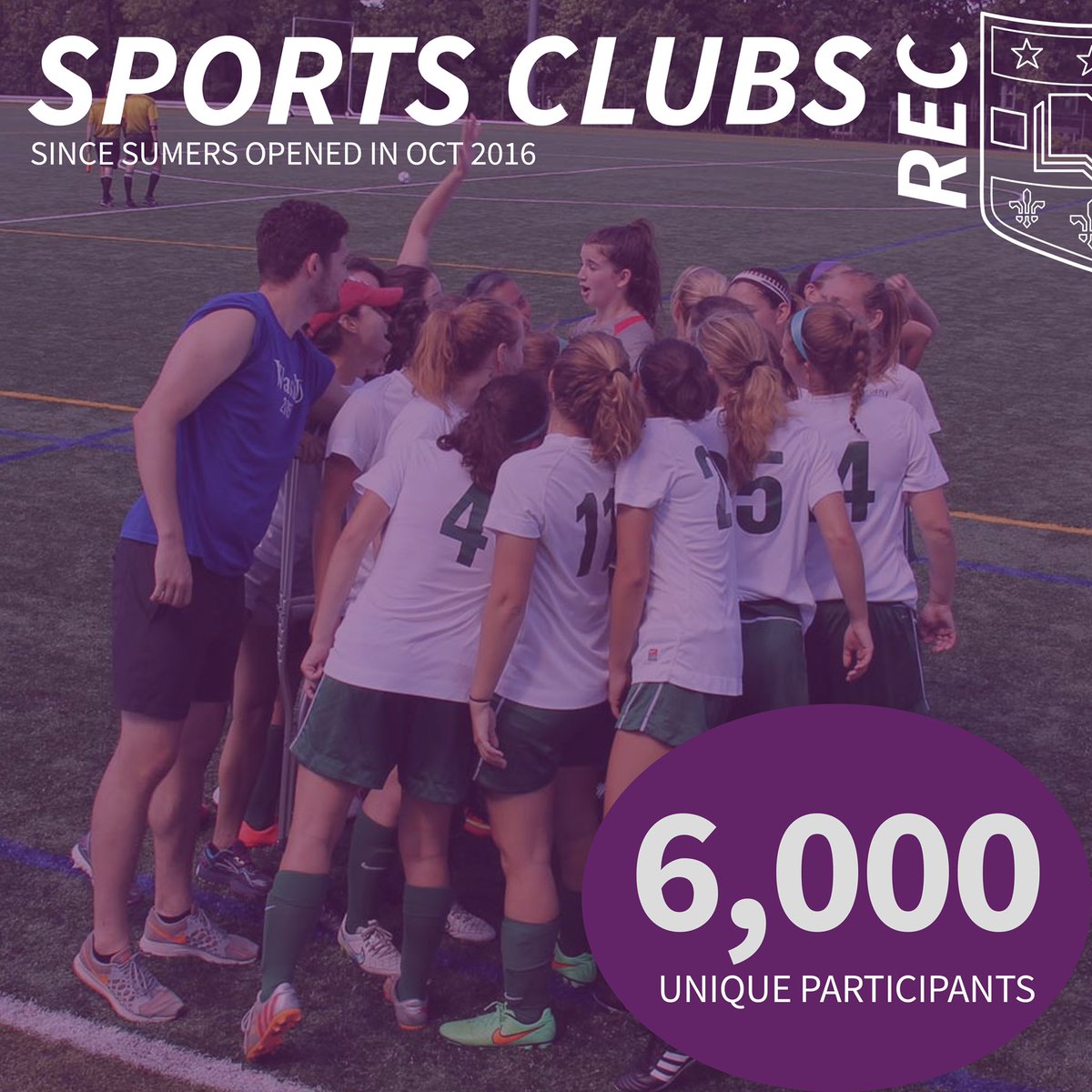 WashURec's tweet photo. SPORT CLUBS 5TATS ✨ since #5umersRec opened in October 2016!
Did you know?! WashU sponsors 40 sport clubs that offer students the opportunity to participate in a sport or physical activity in an organized setting. https://t.co/RXPcw0H0Vq