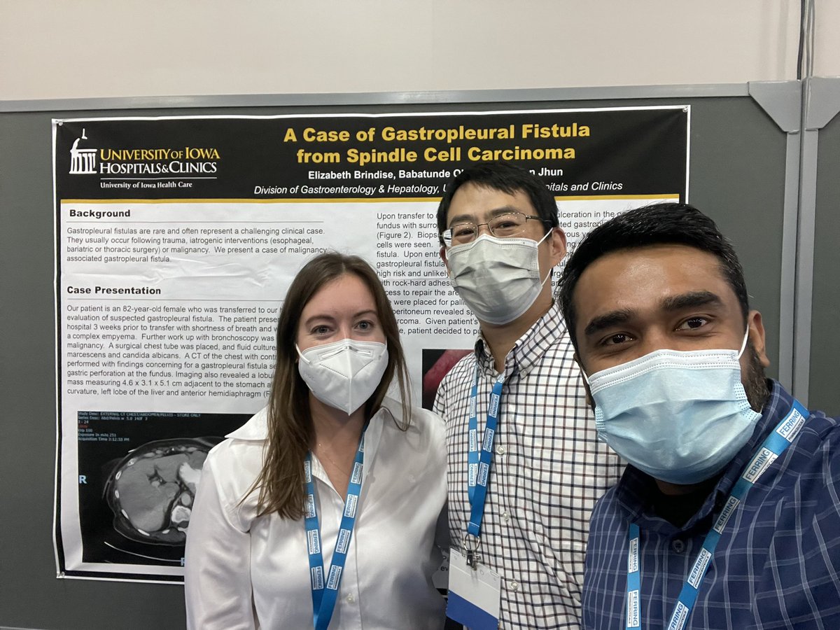 Asadalidr's tweet photo. @uiowa GI fellows @e_brindise, Zhibo An presenting posters @AmCollegeGastro. #ACG2021 #learningtogether 🧑‍🎓👨🏻‍🎓 https://t.co/R7TPXyPDNr