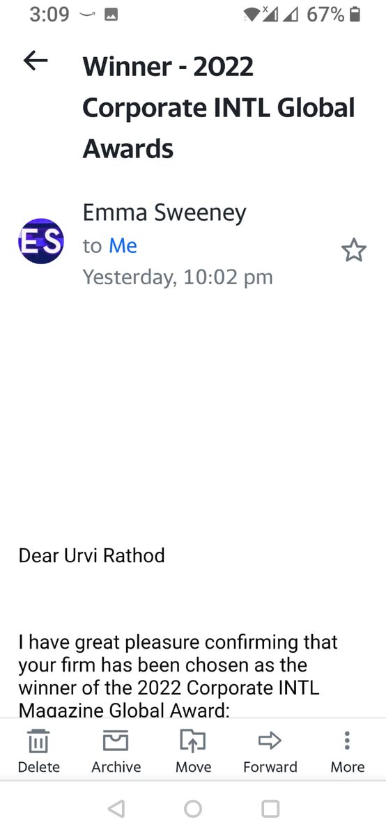 Great pleasure presenting My This year's Second Award....Urvi Rathod - Winner 2021-2022, "Corporate Intl Global Award"

For me Awards are simply recognising your continuous contribution towards Society &amp; recognition of hard work.

Thank you Intl Corporate group.