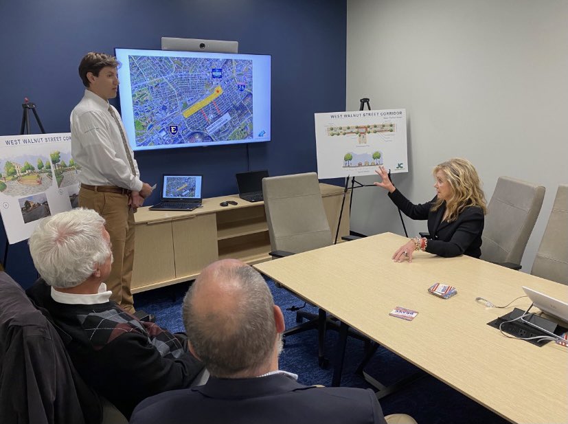 LDAengineering's tweet photo. Reuben Robertson, of our Johnson City office, had the unique opportunity to brief Senator Blackburn on LDA’s construction plans for Johnson City, TN - City Government's ambitious West Walnut Street Redevelopment Project during her visit to the region. https://t.co/9hfDChmg39
