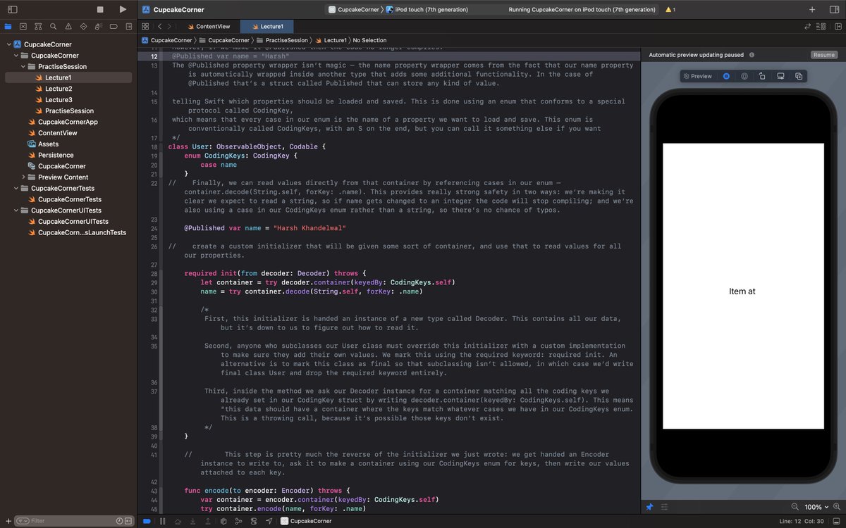Javac_dev_harsh's tweet image. Day 46 of #Swift/#SwiftUI -
-&amp;gt; Extracted values from APIs, convert JSON to swiftObjects, contrariwise -Learned✅
-&amp;gt; disable modifier, using @published and Codable together
-&amp;gt; Might take a break from projects for revision
#100daysofcodechallenge #100DaysOfCode 🤫
#100DaysOfSwiftUI