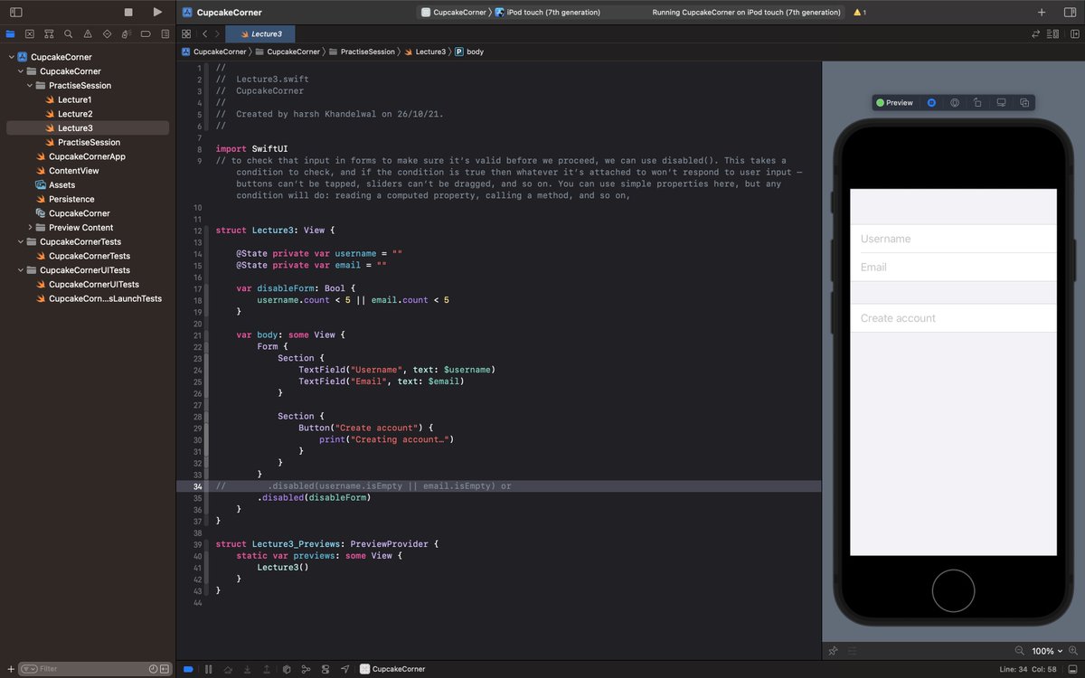 Javac_dev_harsh's tweet image. Day 46 of #Swift/#SwiftUI -
-&amp;gt; Extracted values from APIs, convert JSON to swiftObjects, contrariwise -Learned✅
-&amp;gt; disable modifier, using @published and Codable together
-&amp;gt; Might take a break from projects for revision
#100daysofcodechallenge #100DaysOfCode 🤫
#100DaysOfSwiftUI