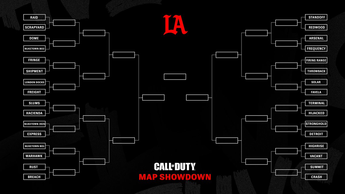 It's time for your voice to be heard. #LAThieves

The top 32 maps in Call of Duty history have been nominated by r/CoDCompetitive. Now we need your help to decide the best map of all time. 

Vote each day this week in our Twitter polls to see if your favorite advances!