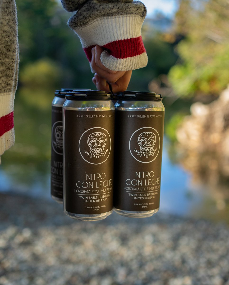 CascadiaLIQ's tweet photo. Twin City Brewing Nitro Con Leche is going to bring you to life with its coffee and vanilla flavours! Adorned with sugar skulls, this seasonally sweet stout is the perfect coffee fix on a dark evening 💀

#cascadialiquor #conleche #twinsailsbrewing #bccraftbeer #vancouverisland https://t.co/PcunxjL3w0