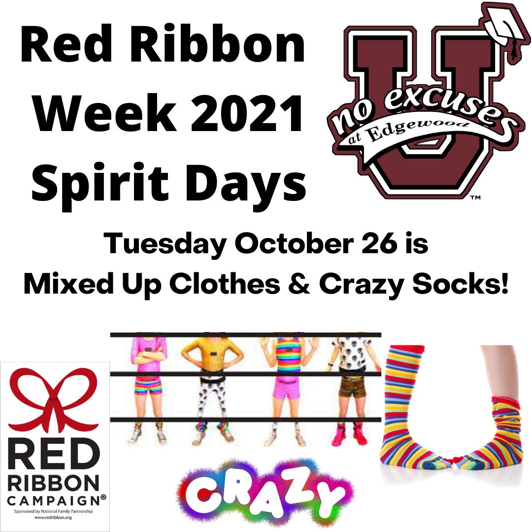 EdgewoodBUSD's tweet photo. Red Ribbon Week Continues Tomorrow with Mixed-Up Clothes and Crazy Socks!
#goknights #EWproud #ewbusd
#BUSDProud https://t.co/Fwza9GLKJX
