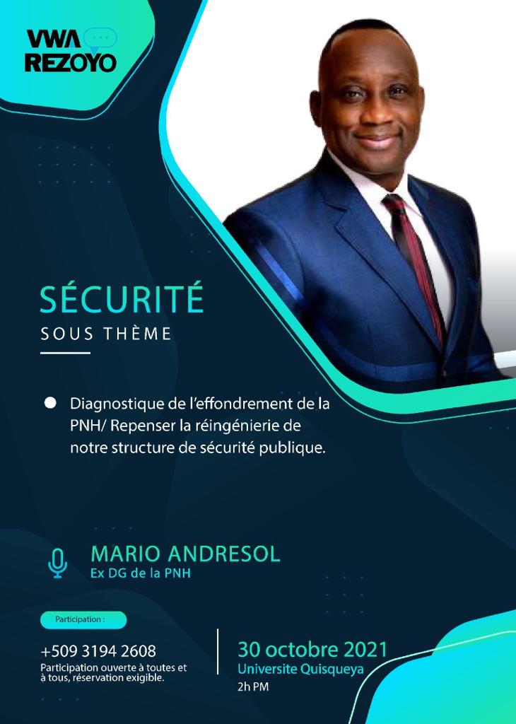 vwarezoyo's tweet photo. Conférence-débat

Diagnostique de l’effondrement de la PNH / Repenser la réingénierie de notre structure de sécurité publique.

30 octobre, Université Quisqueya 

@Mario_Andresol 
@jharoldpierre 
@james_boyard 

@UQuiqueyaHaïti
@vwarezoyo https://t.co/C640mc1Azc