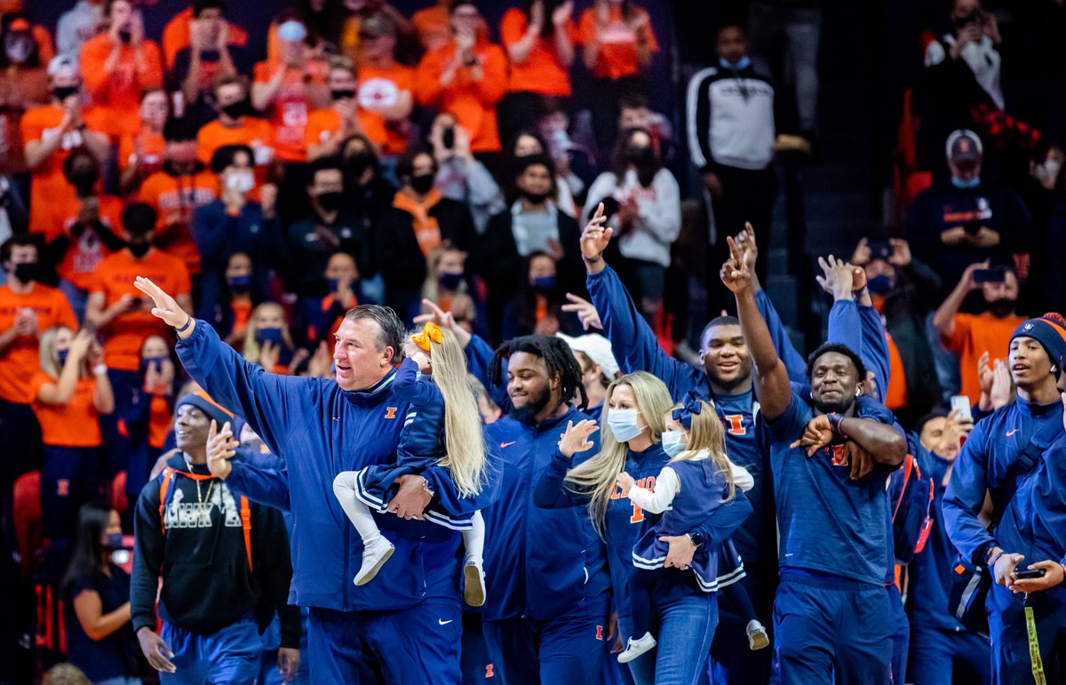 UofIllinois's tweet photo. This weekend @IlliniFootball made history by winning in nine overtime periods during the longest game in college football history, upsetting No. 7 Penn State 20-18.

The team was honored Saturday evening at State Farm Center. https://t.co/csfmKm4J5C